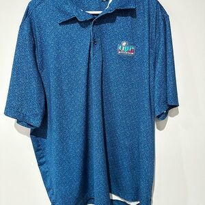 Cutter & Buck Super Bowl LVII Golf Polo Shirt Blue Pattern Men’s XL NFL